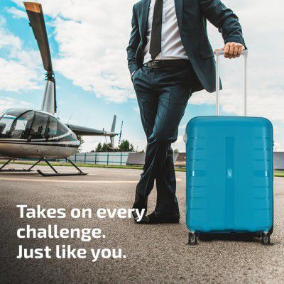 VIP Voyager Pro Ultra Strong Polypropylene Hard Sided Cabin Luggage Spinner Dual Wheels (Cabin, 55cm, Blue)