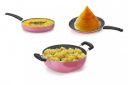 Vipron Cookware Set Non Stick Flat tawa Non Stick 28.5 cm Frying Pan Non Stick 24 cm Kadai Non Stick Combo Offer 24 cm Pink (10 in)...
