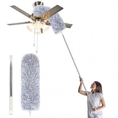 Virtuous Fan Cleaner Brush with Long Rod Flexible Fan Cleaning Mop Microfiber Dust Cleaner Foldable Duster for Home