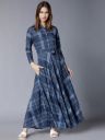 Vishudh Women Navy Blue Printed Maxi Dress...