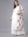 Vishudh Women Off-White & Red Solid Kurta with Palazzos & Dupatta...