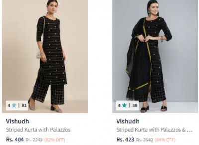Vishudh Womens Kurta with Palazzos Upto 88% Off