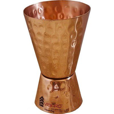 VISIARO Hammered Pure Copper Jigger/Peg Measurer for Shots, 30ml, 60ml, Pack of 2