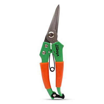 VISKO TOOLS 642 Heavy Duty Garden Pruner, 8 Inch Garden Bypass Pruning Shears, Tree Trimmers Secateurs, Hand Pruner, Stainless Steel Blades