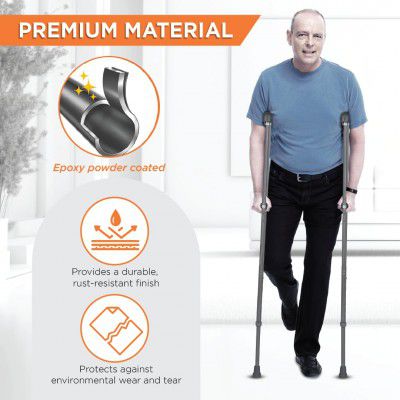 Vissco Astra Under Arm Crutches Aluminium (1 Pair) - XL (Grey)