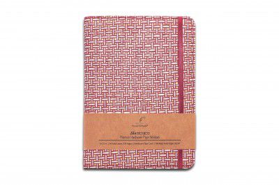 Visual Echoes™ “EKA” Series Premium Handwoven Paper Cover Undated Eco-Friendly Notebook/Diary with Elastic Closure – Hardbound, Ruled, A5, Natural Shade 188 Pages, 75GSM- Magenta