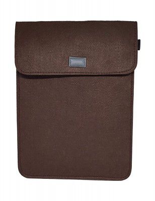 Visual Echoes™ Premium Double Layered Felt Single Compartment Laptop Sleeve for Scratch Resistance & Protection- Compatible Upto 12-Inch Laptops/Ultrabooks/Macbooks/Tabs -Brown Color