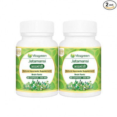 VitaGreen Jatamansi for Natural Anti-Oxidants and Minerals Ayurveda Herb Health Dietary Herbal Nutrition Supplements (500 mg-60 Capsules) - Pack of 2