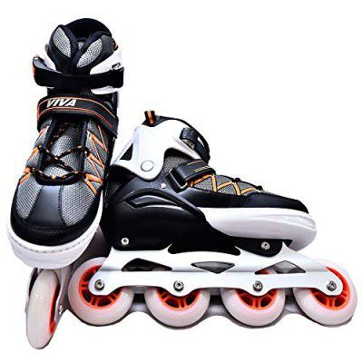 Viva Adjustable Inline Skates with Different Wheel Size Roller Inline Skates for All Boys and Girls (Medium (6-8 UK), 80MM - Wheel Size)