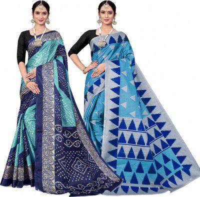 VIVA N DIVA  Printed Daily Wear Art Silk Saree  (Pack of 2, Multicolor)