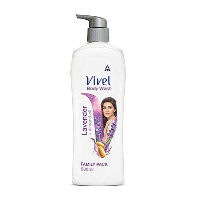 Vivel Exfoliating Body Wash, Lavender & Almond Oil Shower Gel Creme, 500 ml