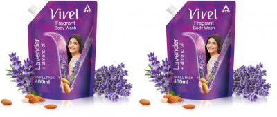 Vivel Fragrant Body Wash, Lavender & Almond Oil Shower Gel, 400 ml (Pack of 2)