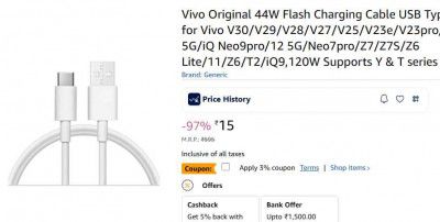 Vivo Original 44W Flash Charging Cable USB Type-C