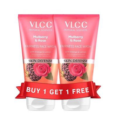 VLCC Mulberry & Rose Facewash - 150ml X 2 | Buy One Get One (300ml) | For Visible Glow and Fairness | With Rose, Mulberry, Orange & Lemon Peel Extract.