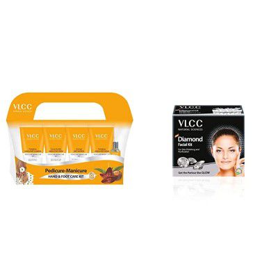 VLCC Pedicure and Manicure Kit And VLCC Diamond Facial Kit, 50g+10ml
