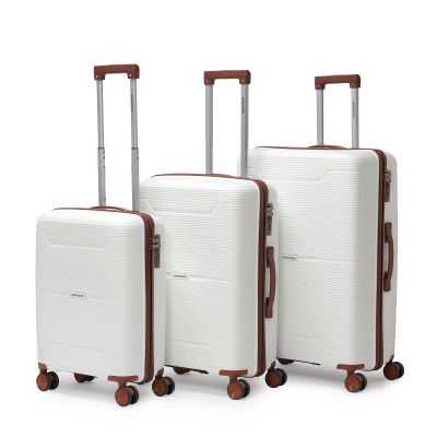 Vlite Columbia Set of 3 (S+M+L) Lightweight Polypropylene Suitcase | Anti-Theft Double Zipper | Built-in Number Lock 