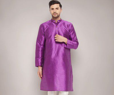 VM Men's Purple Silk Blend Kurta_VMMK001PU_36