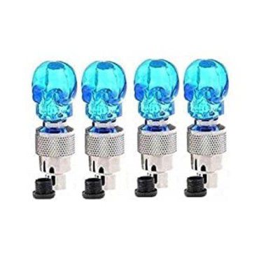 Vocado Skull Shaped Car Tyre LED Motion Sensor Wheel Lights (Set of 4-Blue)
