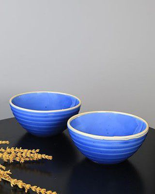 VOLA Organic Big Bowl Set of 2 Aesthetic Design Made with Porcelain Material & Dining Luxury Tableware Ideal for Gifting (Crystal Blue )