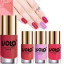 Volo HD Colors High-Shine Long Lasting Non Toxic Professional Nail Polish Set of 4 (Coral Compass, Peach Crush, Light Purple and Passion Pink)...
