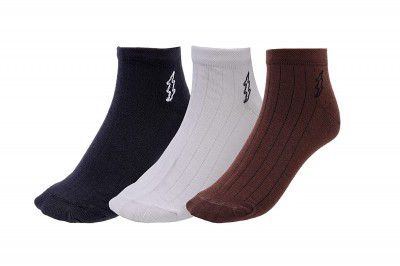 VOLT Men’s Premium Cotton Solid Ankle Socks, Pack of 3