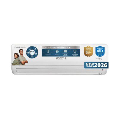 Voltas 1 ton 3 Star,New star rated, Inverter Split AC (Copper, Convertible 5-in-1 Cooling Mode, 2-Way Air Swing, (123INV CAM, White)