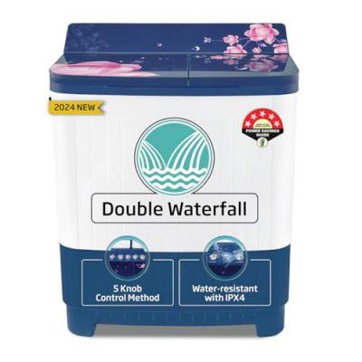 Voltas beko, A Tata Product 8.5 kg 5 Star Semi-Automatic Top Load Washing Machine (2024 Model, WTT85DBLG/FLRB5, Blue)
