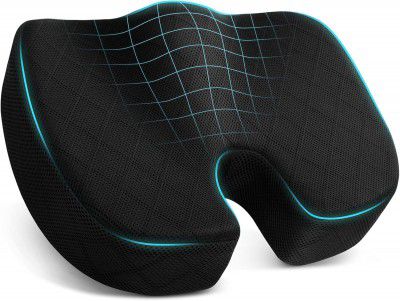 Voltonix Seat Cushion for Office Chair Memory Foam (Black, Seat Cusion)