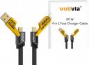 Voltvia Quad Max 4 in 1 Metal Flat Braided Indestructible Cable 3.3ft 65W Power Meter for Cables...