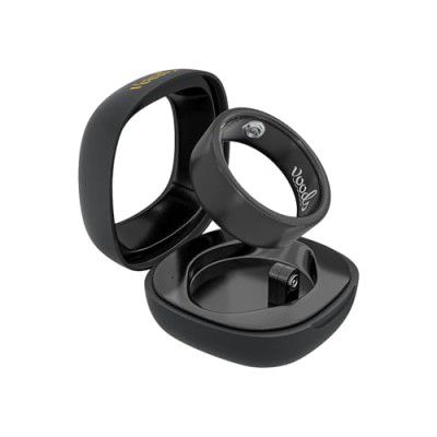 Voods Smart Ring, Health & Fitness Tracker, Ceramic Built, Stress & Sleep Monitoring, SpO2, HR, HRV, Step Tracker, Scratch & Water Resistant, Smart Ring for Men & Women, 7 Day Battery (Black, Size 9)