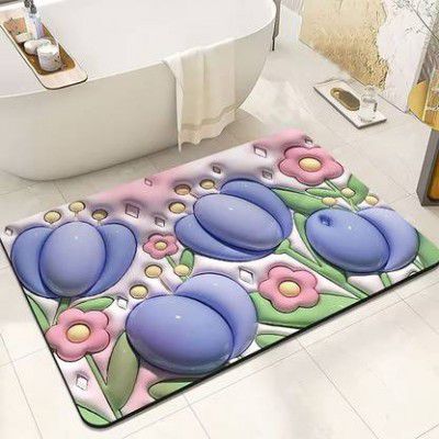 Votvy Rubber Bathroom Mat (Multicolor, Medium)