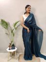 Vraggi Solid Bollywood Lycra Blend Saree with Unstitched Blouse (Green)...
