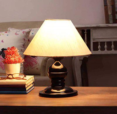 VRCT Metal Khadi Shade & Beautiful Table Lamp for Bedroom & Drawing Room (Black, Pack of 1)