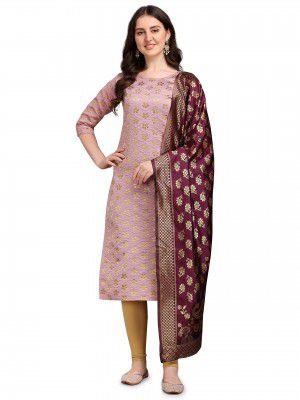 VredeVogel Women's Cotton Silk Blend Straight Kurta with Banarasi Silk Dupatta
