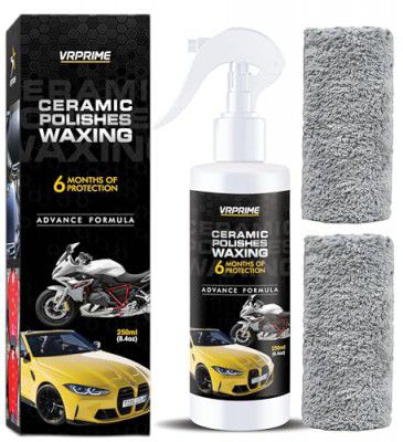 VRPRIME Diy Quick Ceramic Coating For Car|Car Polish&Scratch Protector Spray | (250Ml,2 X Microfiber Cloth)
