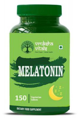 Vruksha Vitals Melatonin 10 mg Tablets for Sleeping Support with Tagar Root Extract, Chamomile Extract and Vitamin B6-150 tablets/capsules pills