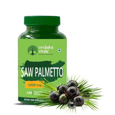 Vruksha Vitals Saw Palmetto Extract 1000 mg - 100 tablets/capsules supplement as DHT Blocker