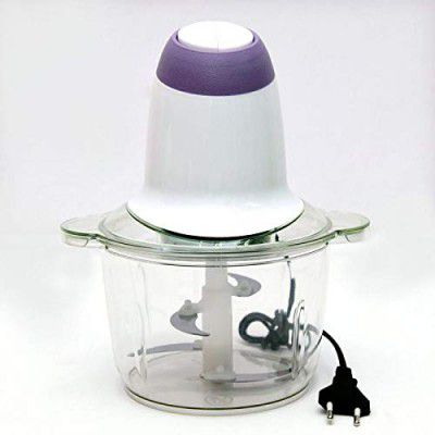 Vruta Electric Food Chopper Mini Machine Small Grinding Meat Juicer with Sword Fin Blade; 200 ml; White