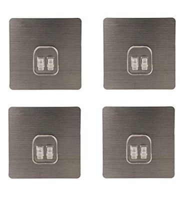 Vruta Magic Plastic Adhesive Sticker for Bathroom Wall Self Corner Shelves for Bathroom Wall Self Corner Shelves, Silver, Pack of 4 Multicolor