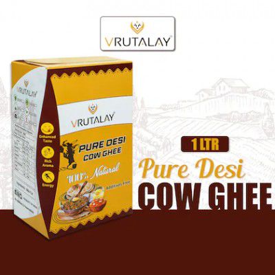 Vrutalay Desi Cow Ghee Tetra pack 1 Liter | Desi Cow Ghee | Vedic Ghee