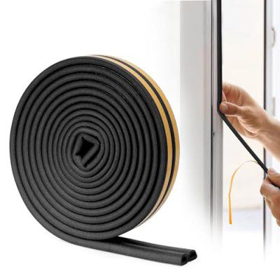 VS CARE Door Weather Strip Draught Excluder for Doors Self Adhesive Foam Draft Excluder (Black)