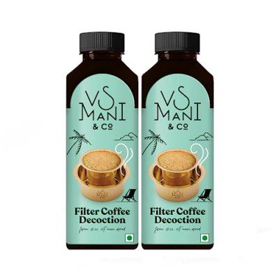VS Mani & Co Filter Coffee Decoction - Arabica Dark Roast, Strong and Aromatic Filter Coffee | Authentic South Indian Flavour | Pack of 2 x 220ml | 440 ml