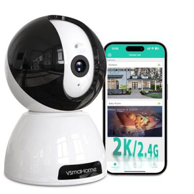 VSMAHOME 2K/3MP Wireless Home Security Camera, 360°CCTV Camera for Two-Way Audio with Baby/Pet/Parent, Smart AI Camera, Cloud&SD/Night Vision/IP66 Secret Camera