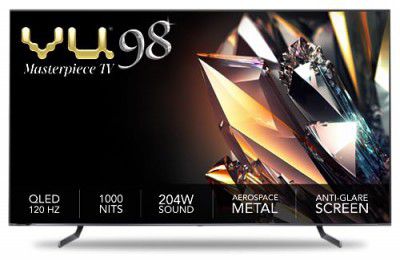 Vu 248 cms 98QV (98 inches) Masterpiece Series 4K Ultra HD Smart QLED TV  (Jetplane Grey)
