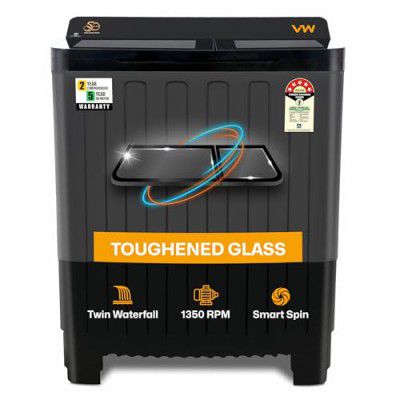 [2025 Model] VW 8.5 kg 5 Star Storm Wash with Semi Automatic Top Load Washing Machine StormWash0085G (Black)