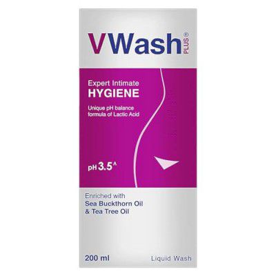 VWash Plus Expert Intimate Hygiene, With Tea Tree Oil, Liquid Wash Prevents Dryness, Itchiness And Irritation, Balances PH, Paraben Free, 200 ml