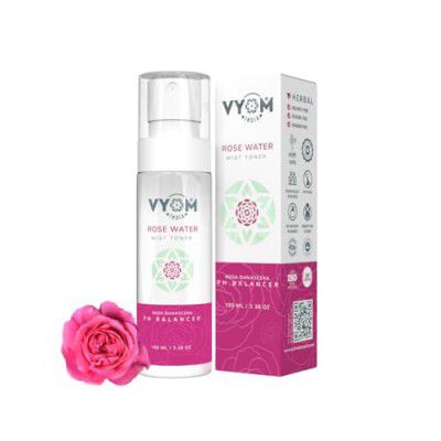 Vyom India Rose Water Toner Spray, Gulab Jal, 100% Pure extract of Rosa Damascena 