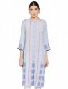 W for Woman Light Blue Shirt Kurta with Front Placket...