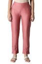 W for Woman Light Red Flax Solid Slim Pants...