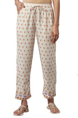W for Woman Off-White Floral Printed Straight Pants
